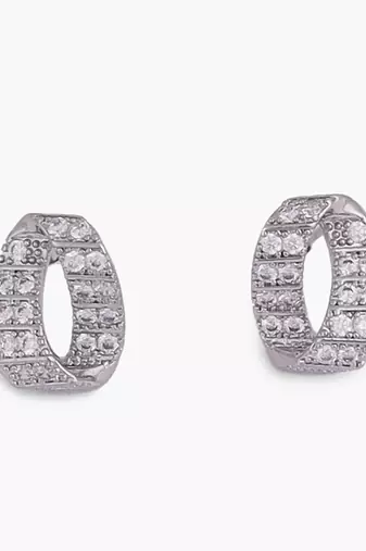 Charming round shape cz silver plated stud earring for women and girls