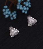 Admirable oval shape studded cz silver plated stud earring for women and girls