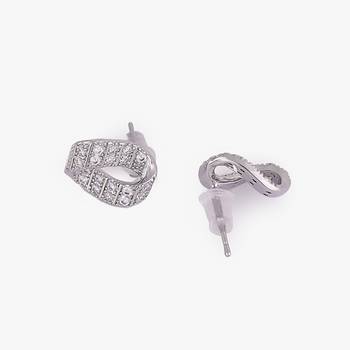 Charming round shape cz silver plated stud earring for women and girls 4