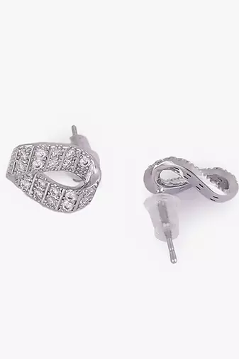 Charming round shape cz silver plated stud earring for women and girls