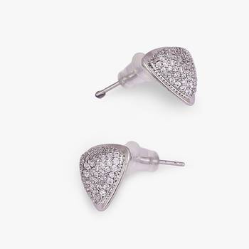 Admirable oval shape studded cz silver plated stud earring for women and girls 2
