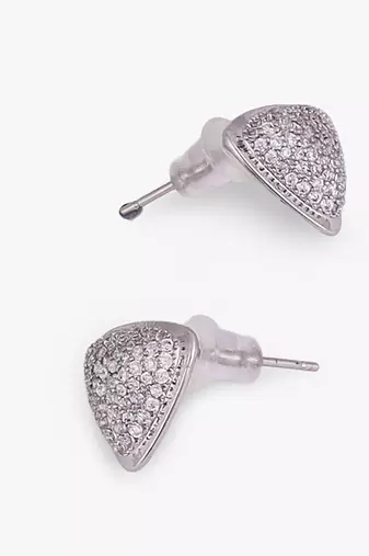 Admirable oval shape studded cz silver plated stud earring for women and girls