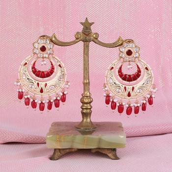 antique gold plated meenakari chandelier earrings 1