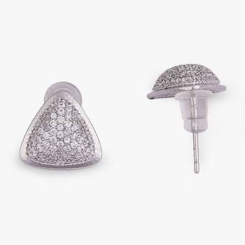 Admirable oval shape studded cz silver plated stud earring for women and girls 4