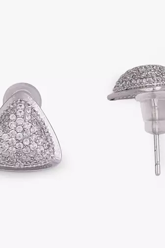 Admirable oval shape studded cz silver plated stud earring for women and girls