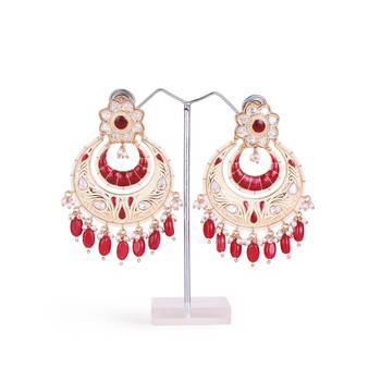 antique gold plated meenakari chandelier earrings 2