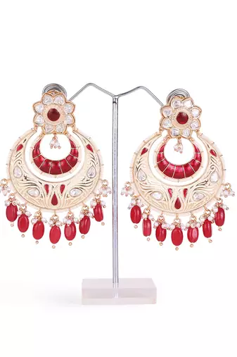 antique gold plated meenakari chandelier earrings