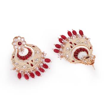 antique gold plated meenakari chandelier earrings 3