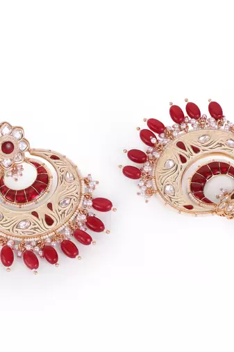 antique gold plated meenakari chandelier earrings