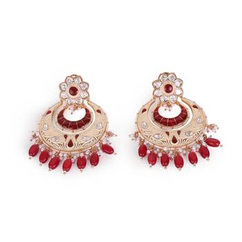 antique gold plated meenakari chandelier earrings 4