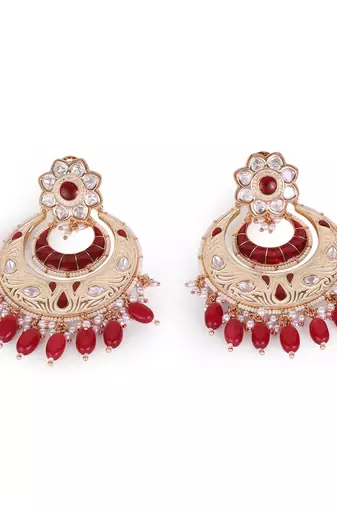 antique gold plated meenakari chandelier earrings