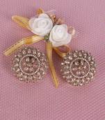 Round shape flower design antique gold plated brass stud earring for women and girls