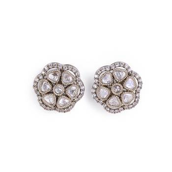 antique gold plated floral stud earrings for women and girls 2
