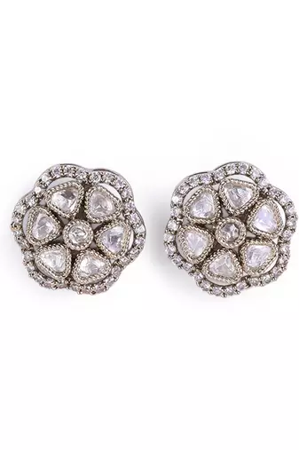 antique gold plated floral stud earrings for women and girls