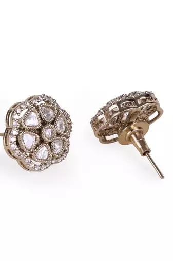 antique gold plated floral stud earrings for women and girls