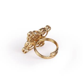 Triangle design white stone antique gold plated brass adjustable finger ring for women and girls 3