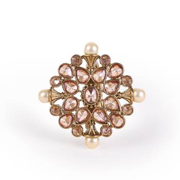 Round and flower design antique gold plated brass adjustable finger ring for women and girls 2