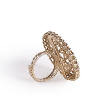 Round and flower design antique gold plated brass adjustable finger ring for women and girls 3