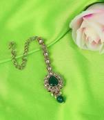 Traditional oval shape silver gold plated brass maang tikka for women and girls