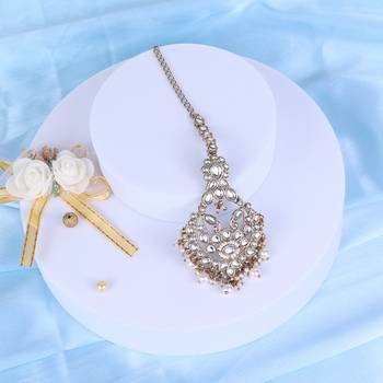 Traditional flower shape silver gold plated maang tikka for women and girls 1