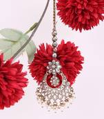 Traditional chandelier and flower shape silver gold plated maang tikka for women and girls