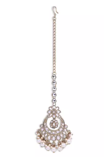 Traditional chandelier and flower shape silver gold plated maang tikka for women and girls