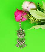 Traditional chandelier shape silver gold plated maang tikka for women and girls