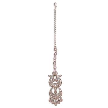 Traditional chandelier shape silver gold plated maang tikka for women and girls 2