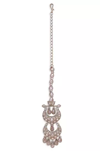 Traditional chandelier shape silver gold plated maang tikka for women and girls