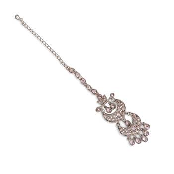 Traditional chandelier shape silver gold plated maang tikka for women and girls 3