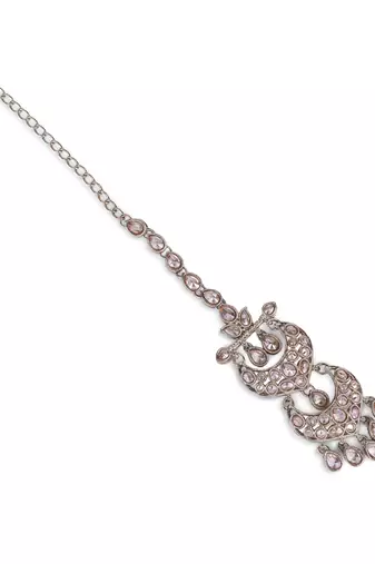 Traditional chandelier shape silver gold plated maang tikka for women and girls