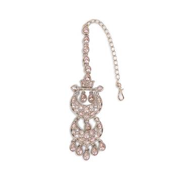 Traditional chandelier shape silver gold plated maang tikka for women and girls 4