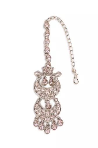 Traditional chandelier shape silver gold plated maang tikka for women and girls