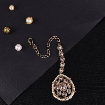 Traditional oval shape silver gold plated maang tikka for women and girls 1