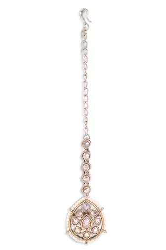 Traditional oval shape silver gold plated maang tikka for women and girls