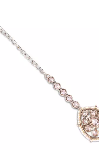 Traditional oval shape silver gold plated maang tikka for women and girls