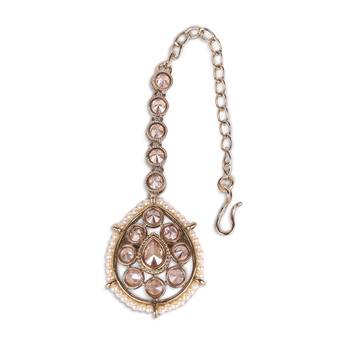 Traditional oval shape silver gold plated maang tikka for women and girls 4