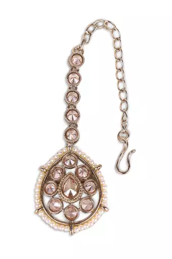 Traditional oval shape silver gold plated maang tikka for women and girls