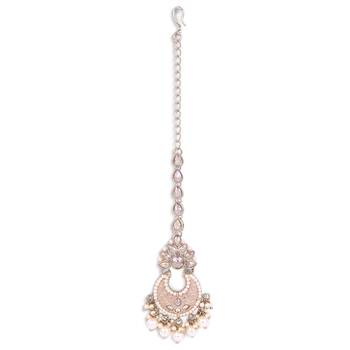 Traditional chandelier and flower shape silver gold plated maang tikka for women and girls 1