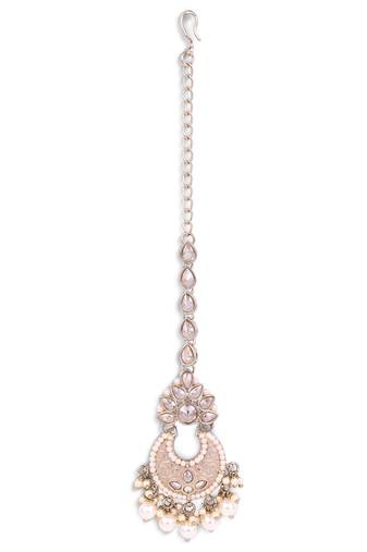 Traditional chandelier and flower shape silver gold plated maang tikka for women and girls