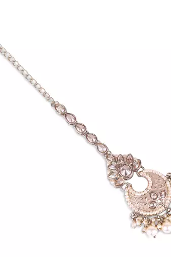 Traditional chandelier and flower shape silver gold plated maang tikka for women and girls