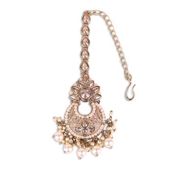 Traditional chandelier and flower shape silver gold plated maang tikka for women and girls 3