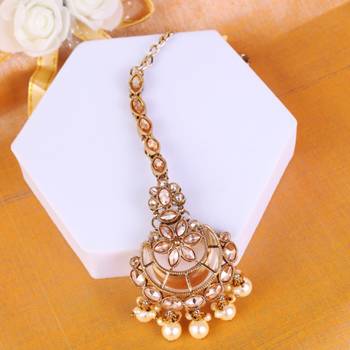 Traditional chandelier and flower shape silver gold plated maang tikka for women and girls 1