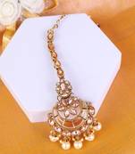 Traditional chandelier and flower shape silver gold plated maang tikka for women and girls