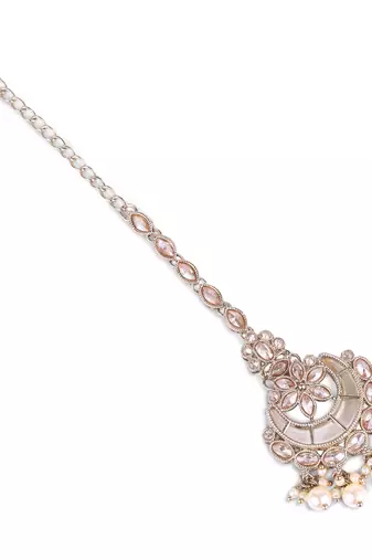 Traditional chandelier and flower shape silver gold plated maang tikka for women and girls