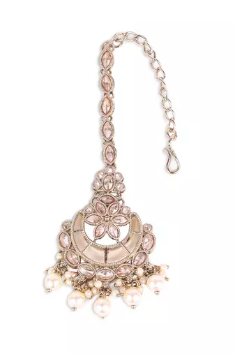 Traditional chandelier and flower shape silver gold plated maang tikka for women and girls