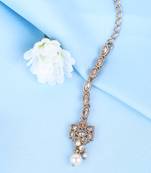 Traditional flower shape and pearl silver gold plated maang tikka for women and girls