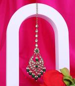 Traditional chandiler and flower shape silver gold plated brass maang tikka for women and girls
