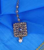 Traditional squire shape silver gold plated brass maang tikka for women and girls