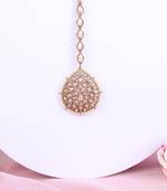 Traditional oval shape silver gold plated brass maang tikka for women and girls